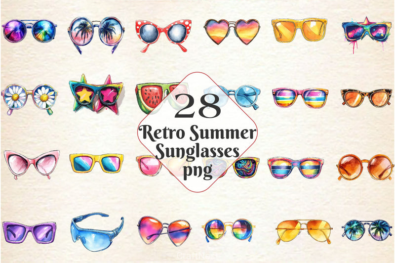 Retro Summer Sunglasses Clipart Bundle - CraftNest - Digital Crafting and Art