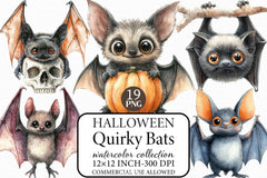 Quirky Halloween Bats Clipart Bundle - CraftNest - Digital Crafting and Art