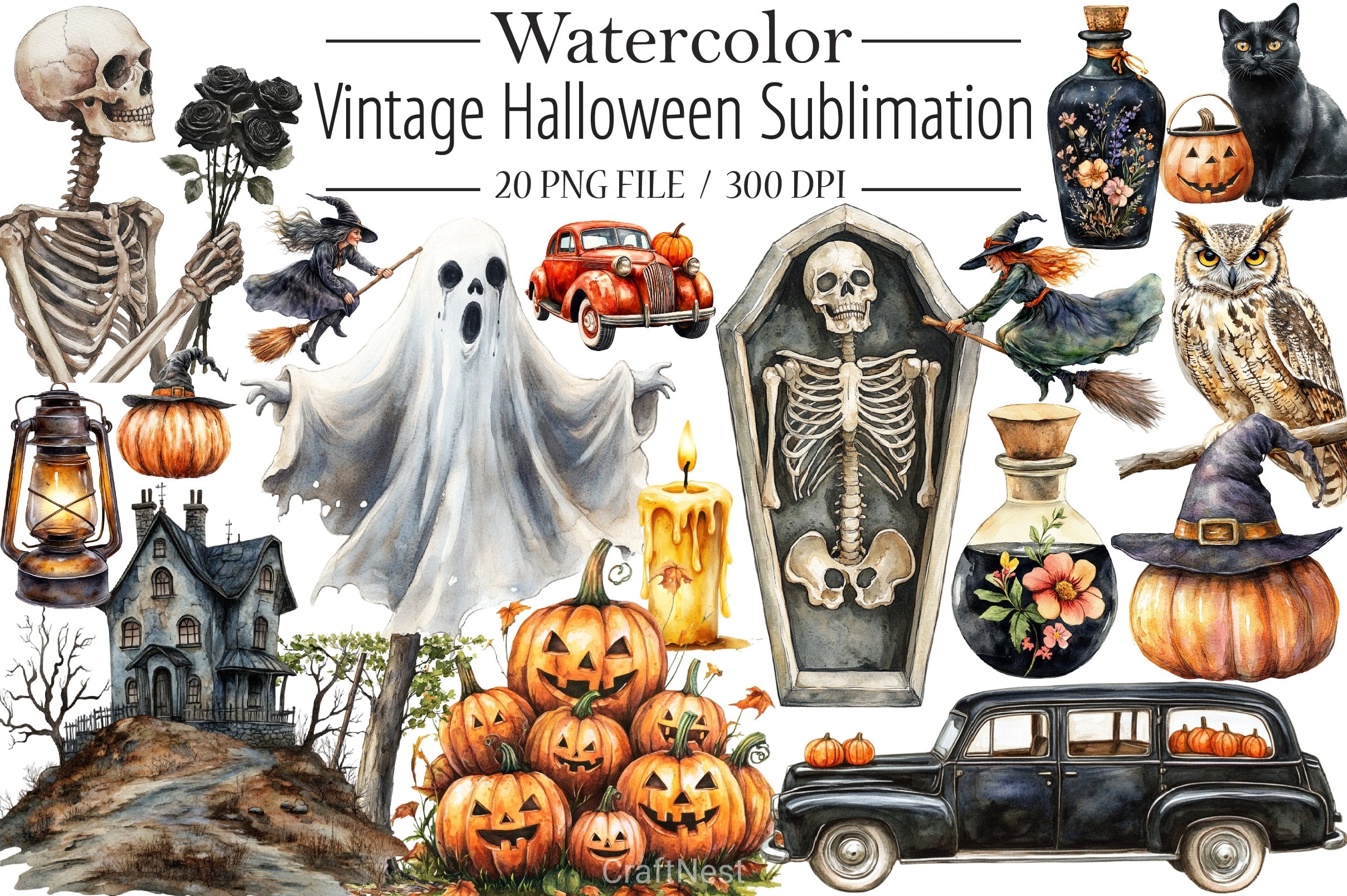 Vintage Halloween Clipart Bundle 12 - CraftNest - Digital Crafting and Art