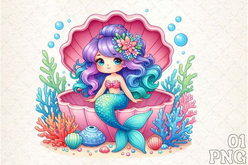 Summer Mermaid Clipart Bundle - CraftNest - Digital Crafting and Art