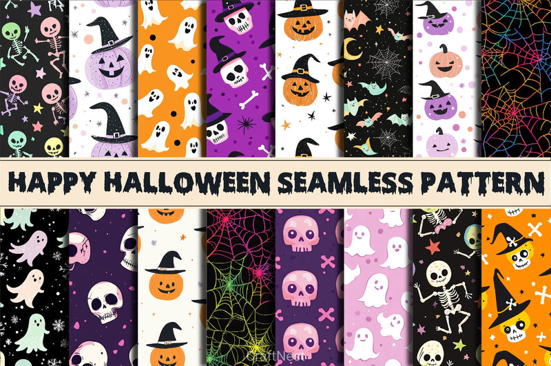 Happy Cute Halloween Pattern Paper - CraftNest - Digital Crafting and Art