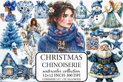 Chinoiserie Christmas Clipart Bundle 3 - CraftNest - Digital Crafting and Art