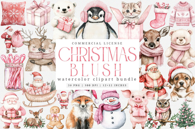 Blush Christmas Clipart Bundle - CraftNest - Digital Crafting and Art