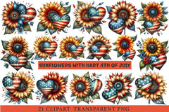 Sunflowers With Hart 4th of July Clipart - CraftNest - Digital Crafting and Art