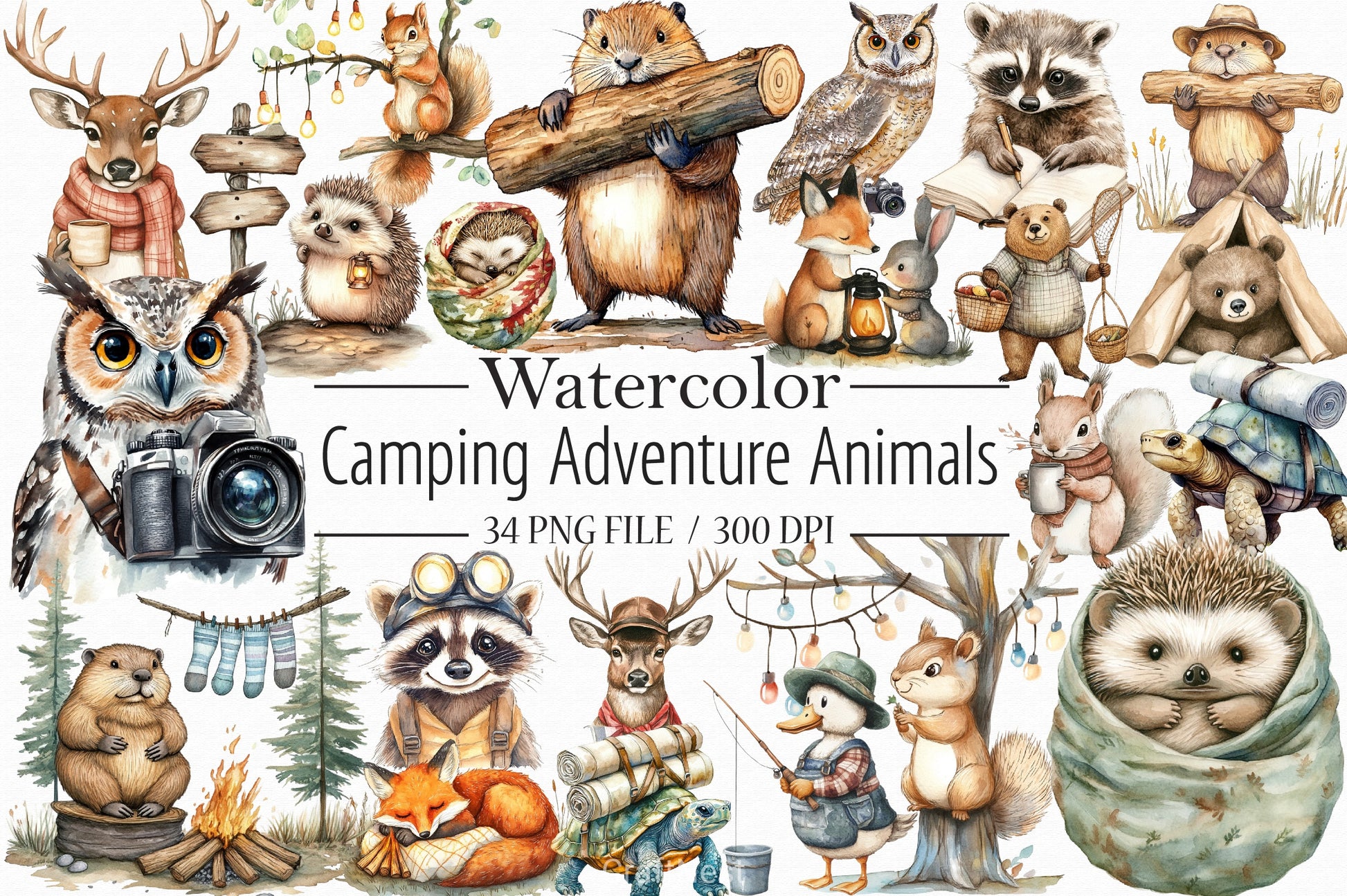 Camping Adventure Animals Clipart Bundle - CraftNest - Digital Crafting and Art