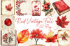 Red Vintage Fall Ephemera Clipart Bundle 2
