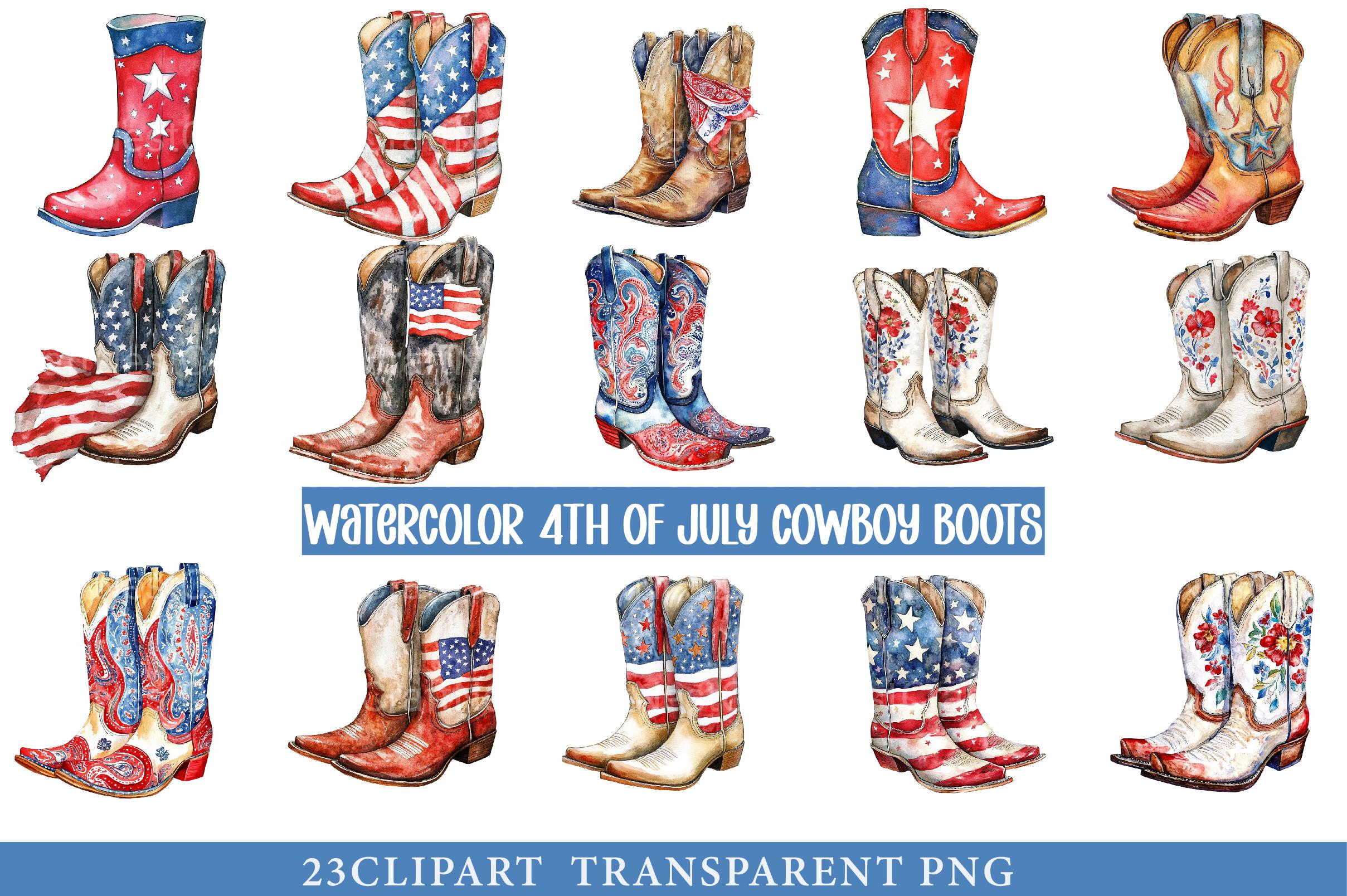 4th of July Cowboy Boots Clipart - CraftNest - Digital Crafting and Art