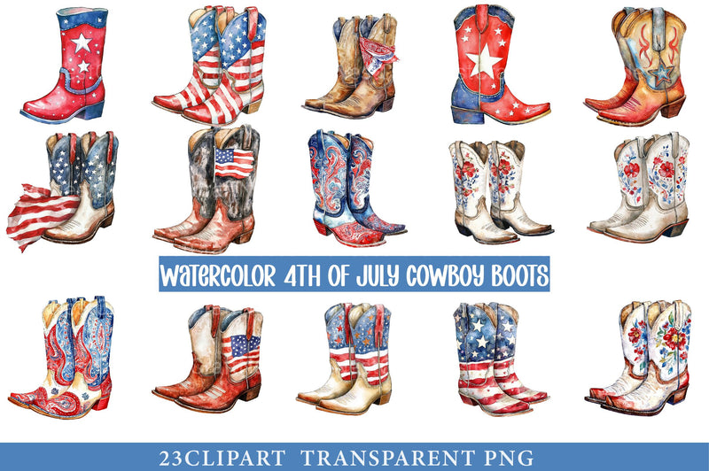 4th of July Cowboy Boots Clipart - CraftNest - Digital Crafting and Art