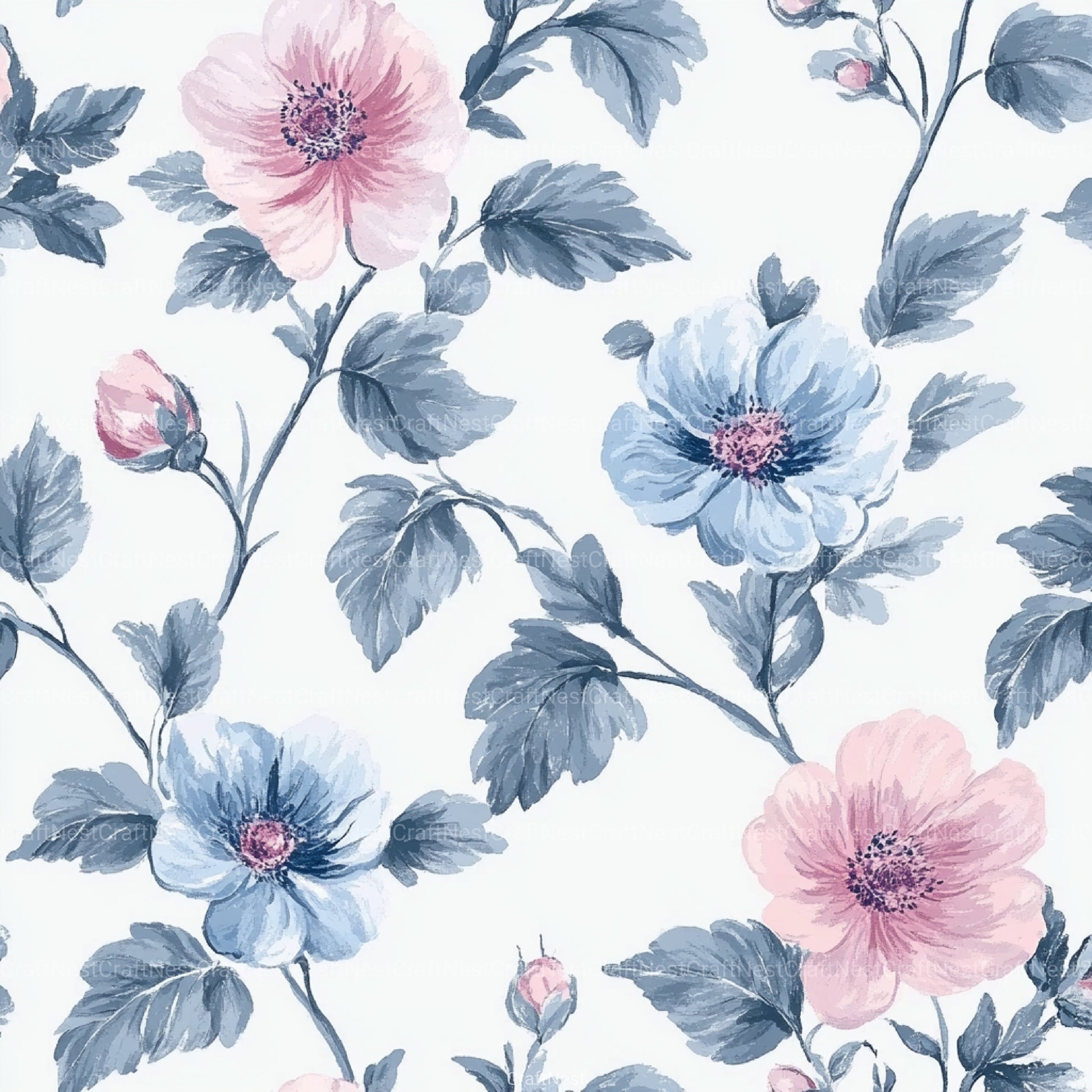 Shabby Chic Flowers Seamless Patterns Digital Paper - CraftNest - Digital Crafting and Art