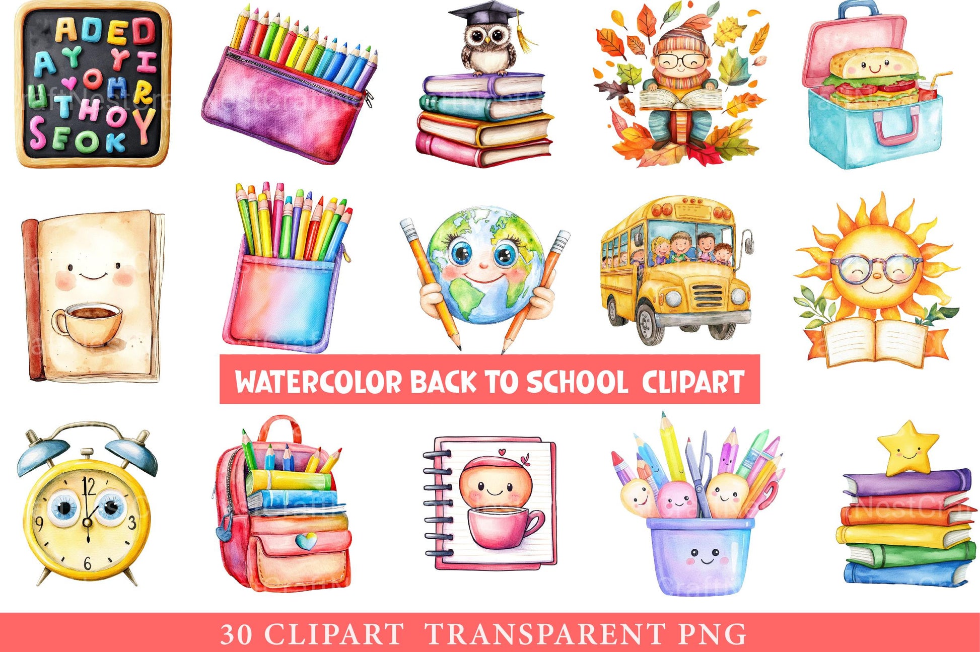 Back to School Sublimation Clipart - CraftNest - Digital Crafting and Art