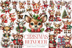 Cute Christmas Reindeer Clipart Bundle 2 - CraftNest - Digital Crafting and Art