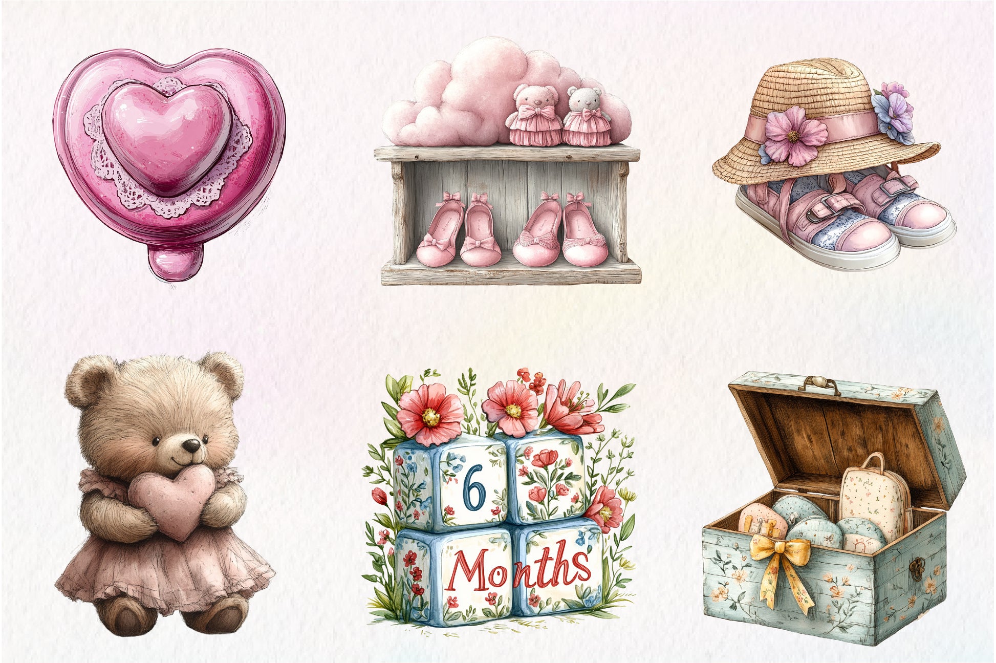 Pink Baby Girl Nursery Clipart Bundle 3 - CraftNest - Digital Crafting and Art