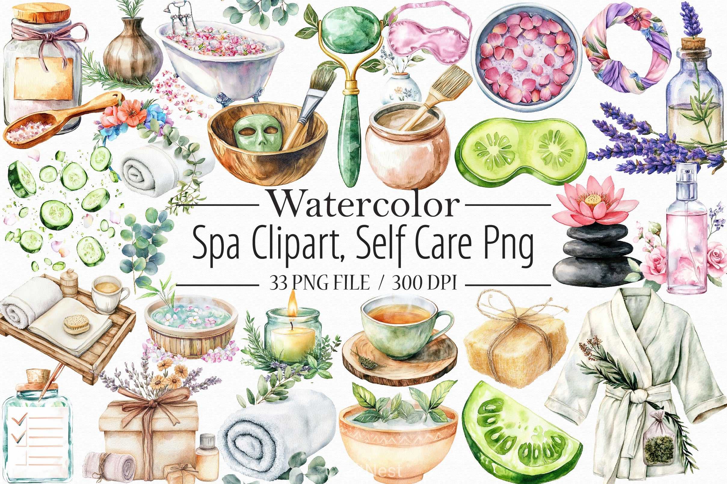 Spa Self Care Clipart Bundle - CraftNest - Digital Crafting and Art