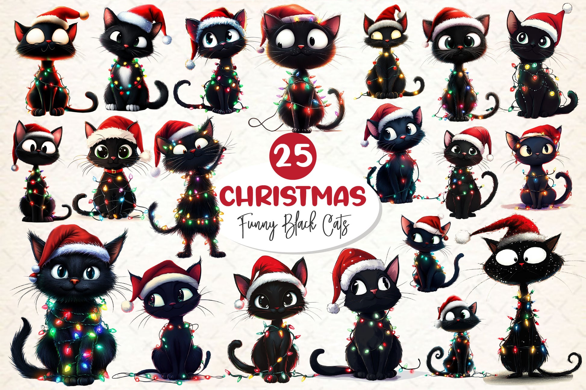 Funny Christmas Black Cat Clipart Bundle 6 - CraftNest - Digital Crafting and Art