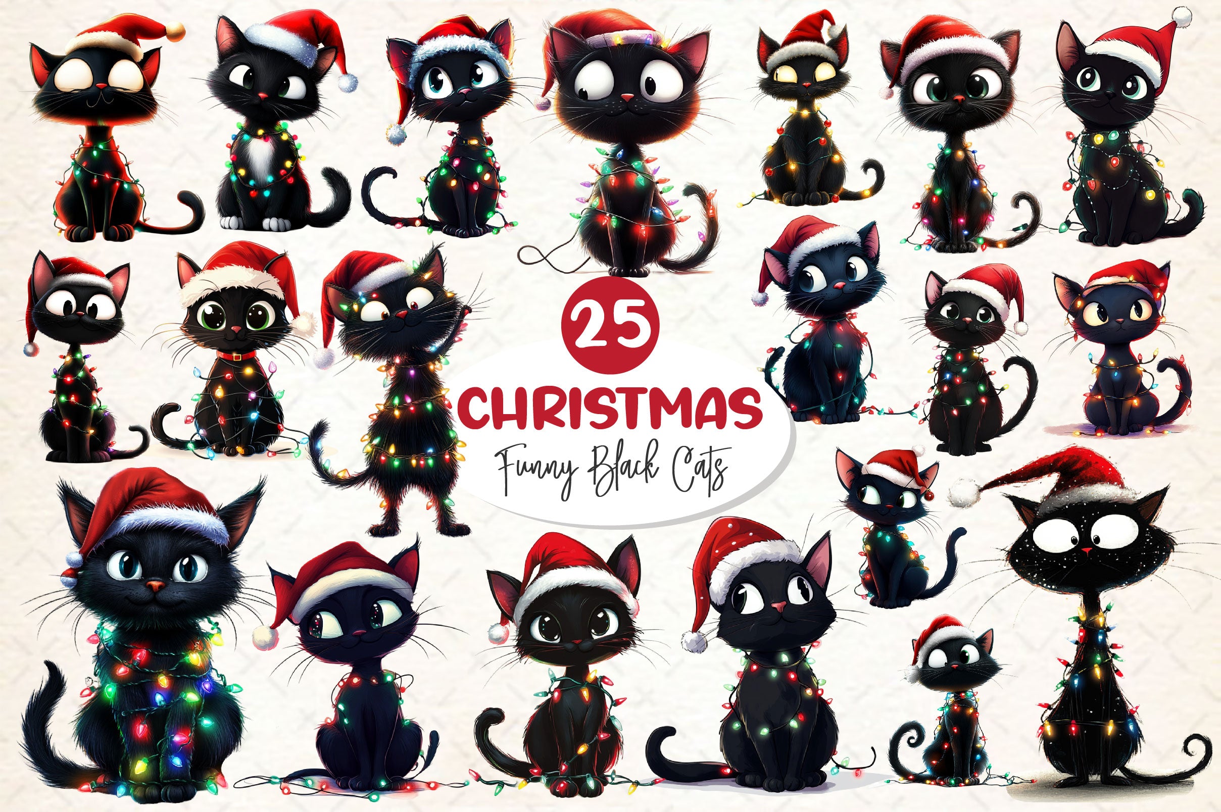 Funny Christmas Black Cat Clipart Bundle 6 - CraftNest - Digital Crafting and Art