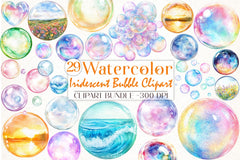 Watercolour Iridescent Bubble Clipart Bundle - CraftNest - Digital Crafting and Art