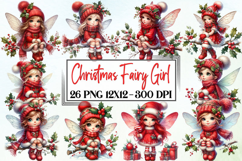Cute Christmas Fairy Clipart Bundle - CraftNest - Digital Crafting and Art