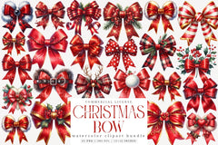 Red Coquette Christmas Bow Clipart Bundle - CraftNest - Digital Crafting and Art