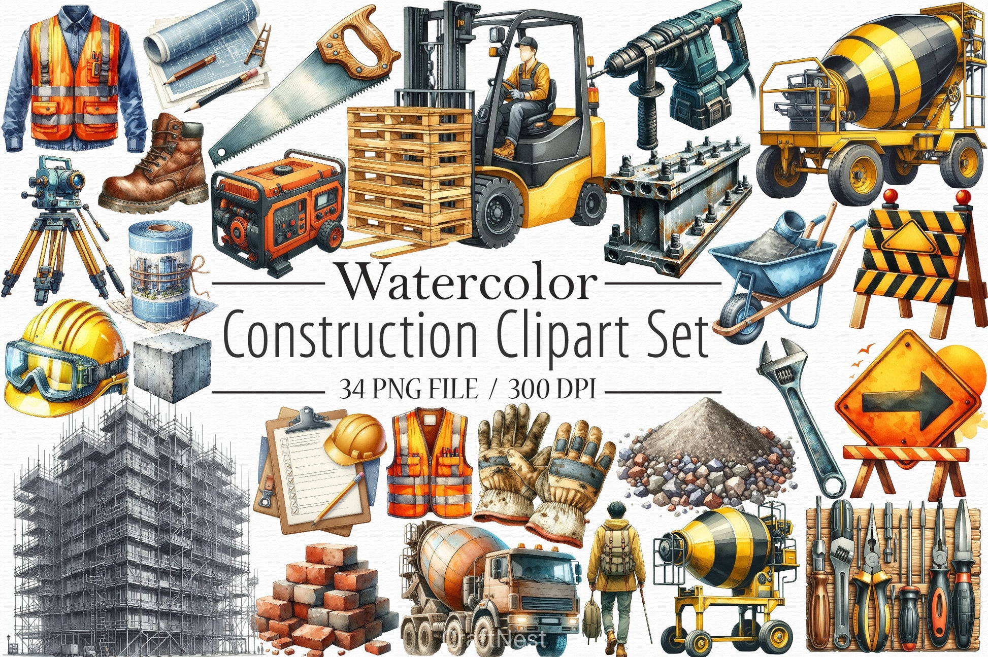 Construction Clipart Bundle 3 - CraftNest - Digital Crafting and Art
