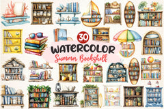 Summer Bookshelf Clipart Bundle 2 - CraftNest - Digital Crafting and Art