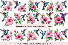 Floral Hummingbirds Clipart - CraftNest - Digital Crafting and Art
