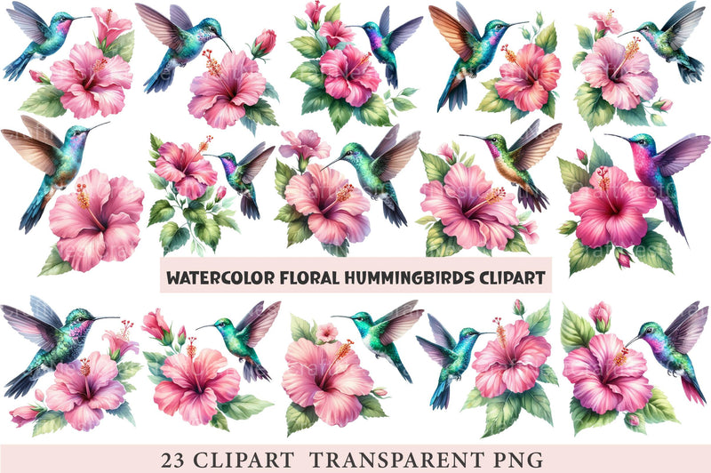 Floral Hummingbirds Clipart - CraftNest - Digital Crafting and Art