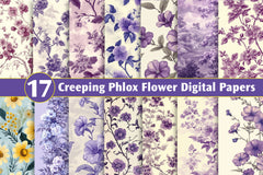 Purple Toile Creeping Phlox Flower Digital Papers - CraftNest - Digital Crafting and Art