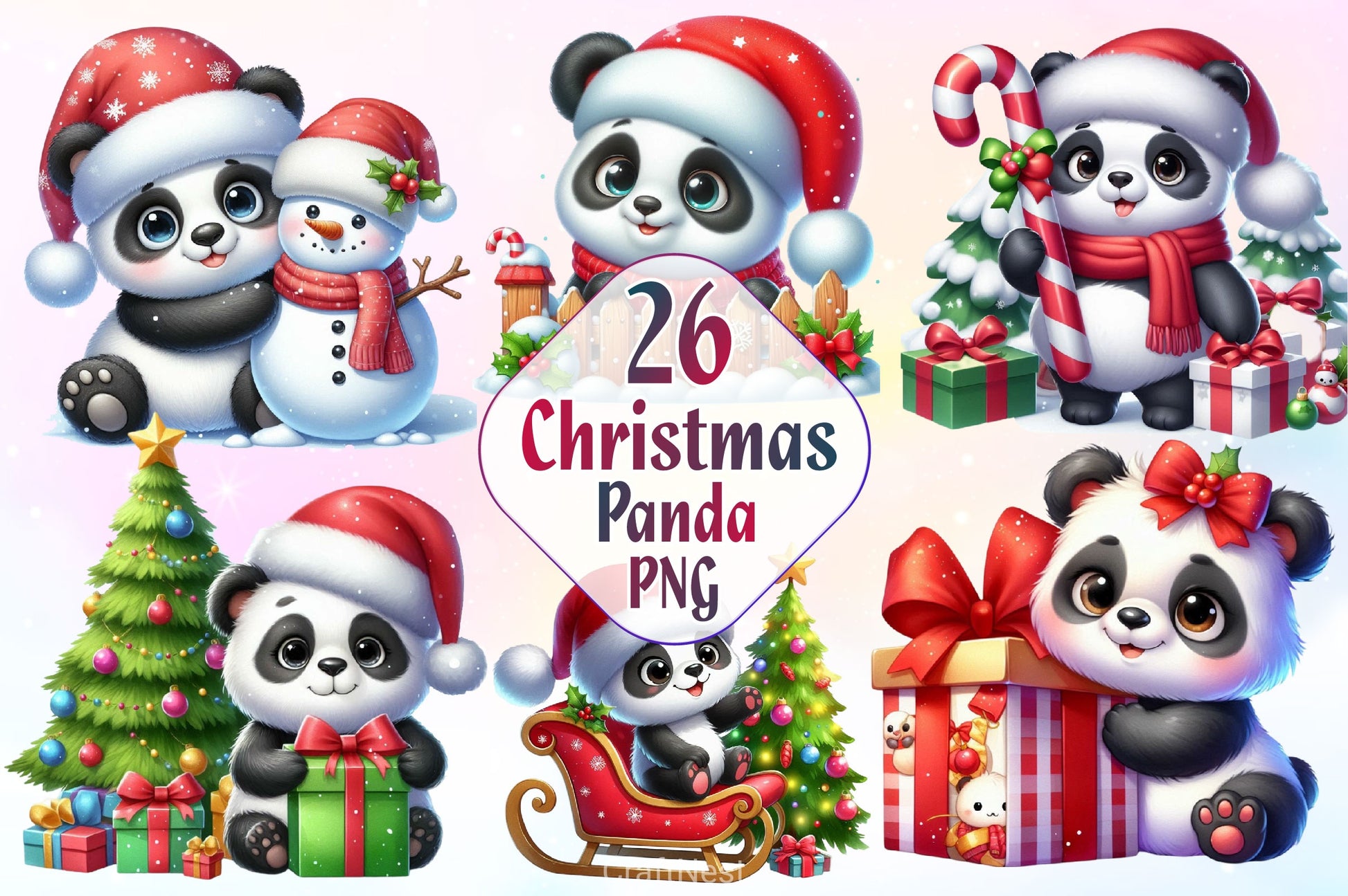 Christmas Panda Clipart Bundle 2 - CraftNest - Digital Crafting and Art