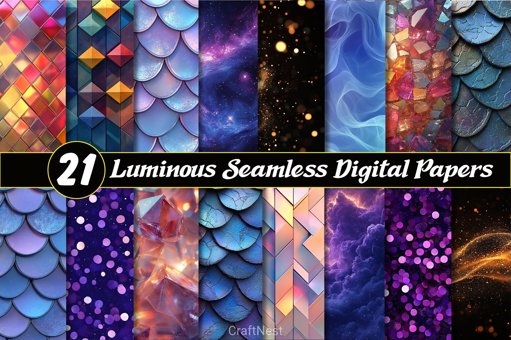 Luminous Purple Seamless Digital Papers - CraftNest - Digital Crafting and Art