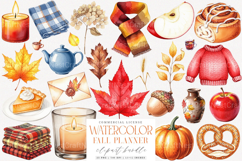 Autumn Fall Planner Clipart Bundle - CraftNest - Digital Crafting and Art