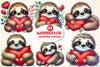 Valentine Sloth Clipart Bundle 1