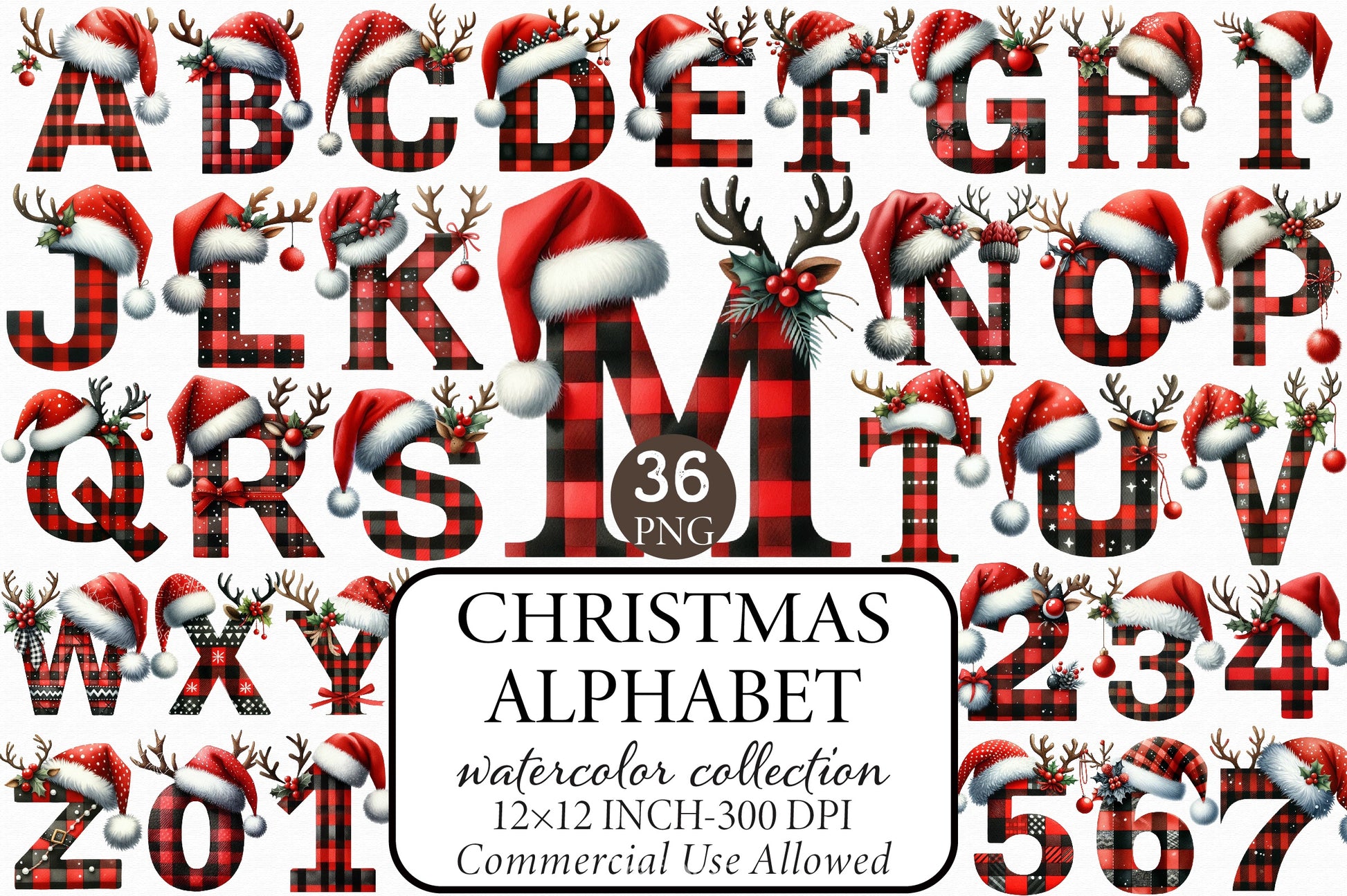 Christmas Alphabet Clipart Bundle 3 - CraftNest - Digital Crafting and Art