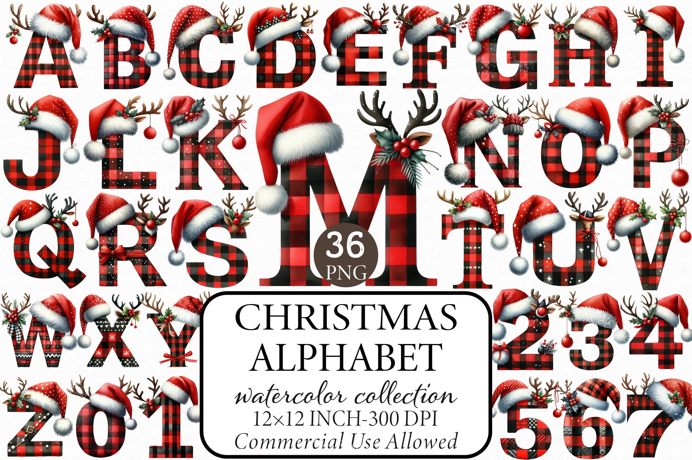 Christmas Alphabet Clipart Bundle 3 - CraftNest - Digital Crafting and Art