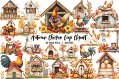 Autumn Chicken Coop Clipart Bundle - CraftNest - Digital Crafting and Art