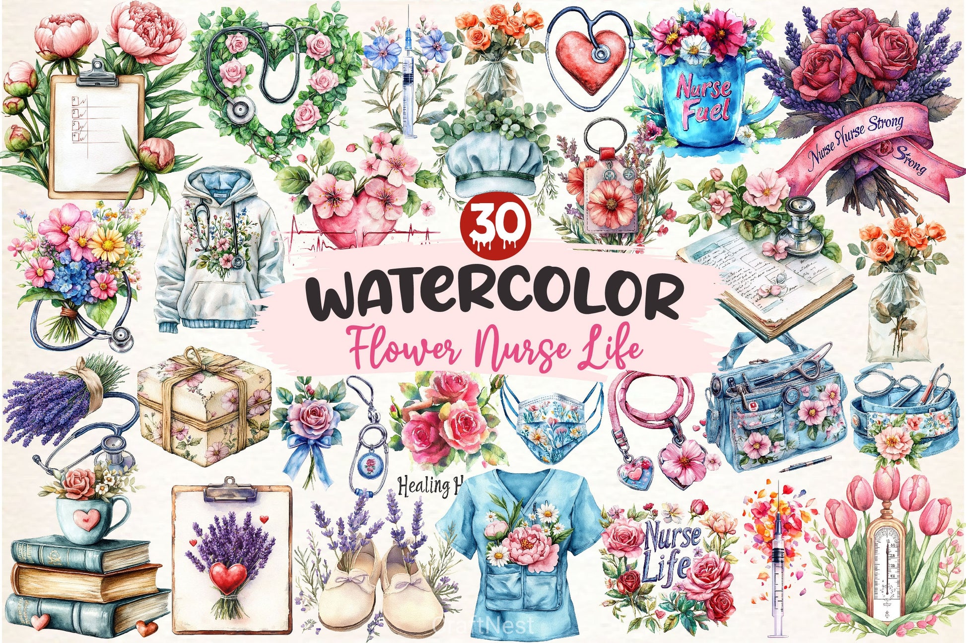 Flower Nurse Life Clipart Bundle - CraftNest - Digital Crafting and Art