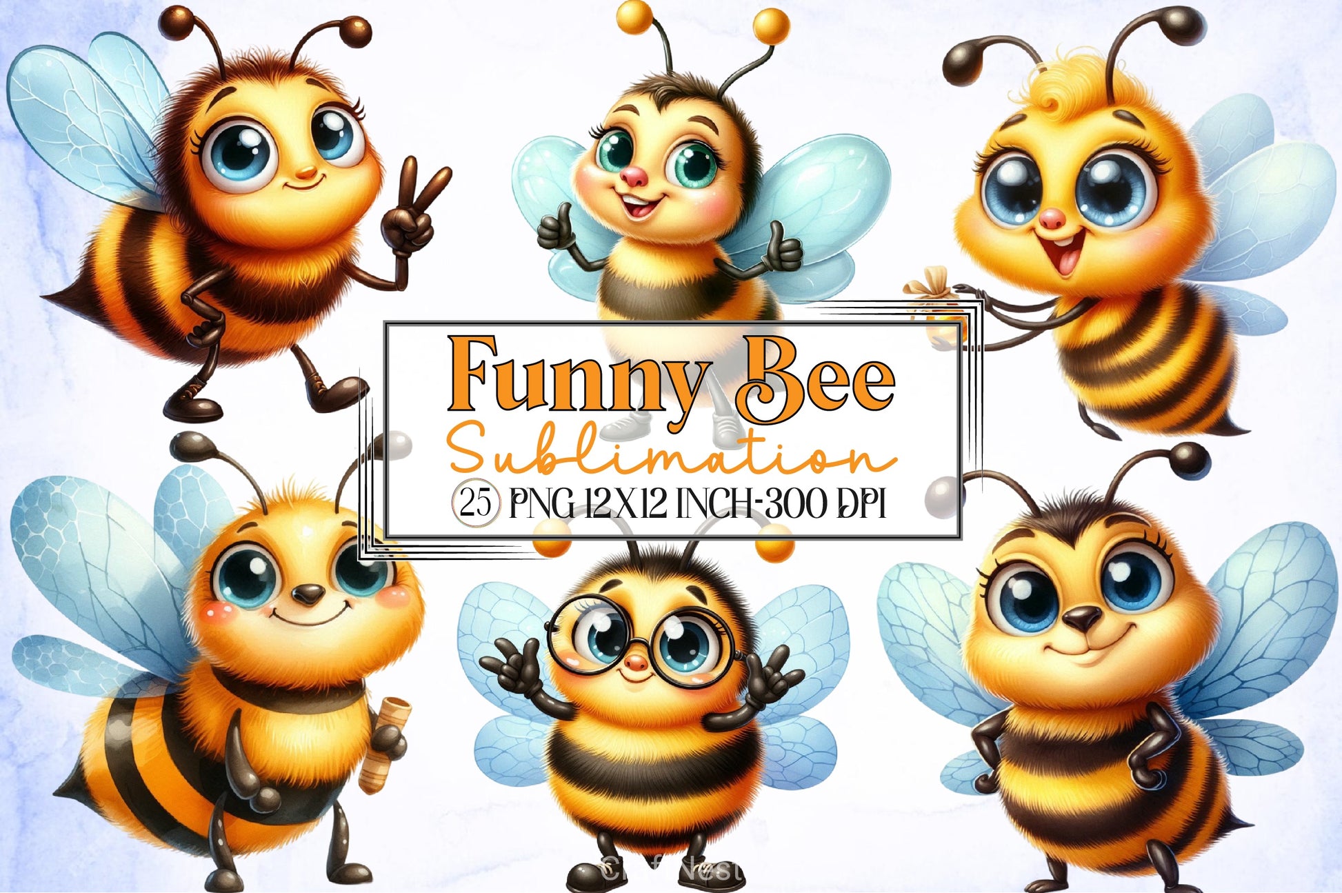 Funny Bee Clipart Bundle - CraftNest - Digital Crafting and Art