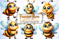 Funny Bee Clipart Bundle - CraftNest - Digital Crafting and Art