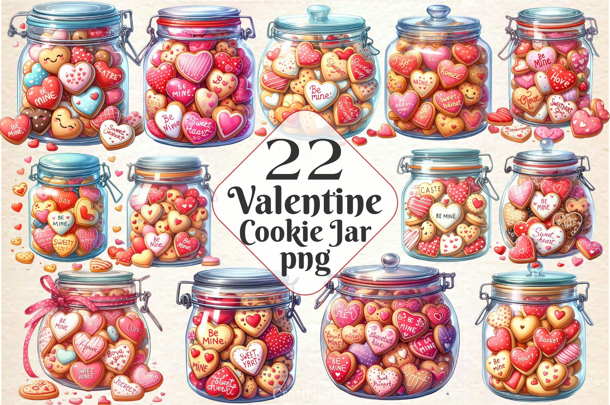 Valentine Romantic Cookie Jar Clipart Bundle - CraftNest - Digital Crafting and Art