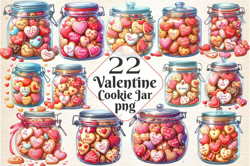 Valentine Romantic Cookie Jar Clipart Bundle - CraftNest - Digital Crafting and Art