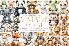 Vintage Animal Plush Toys Clipart Bundle - CraftNest - Digital Crafting and Art