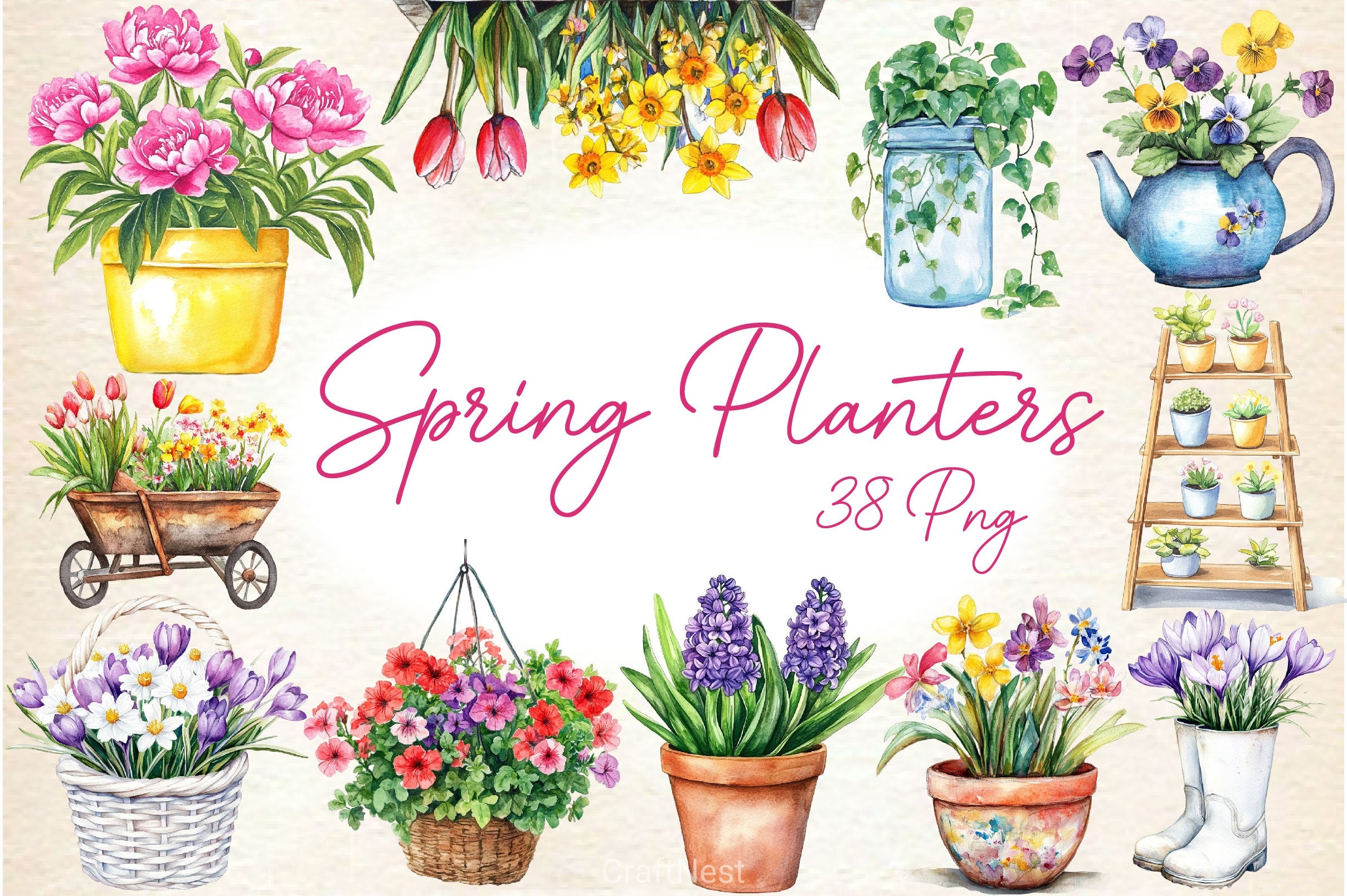 Spring Planters Clipart Bundle - CraftNest - Digital Crafting and Art