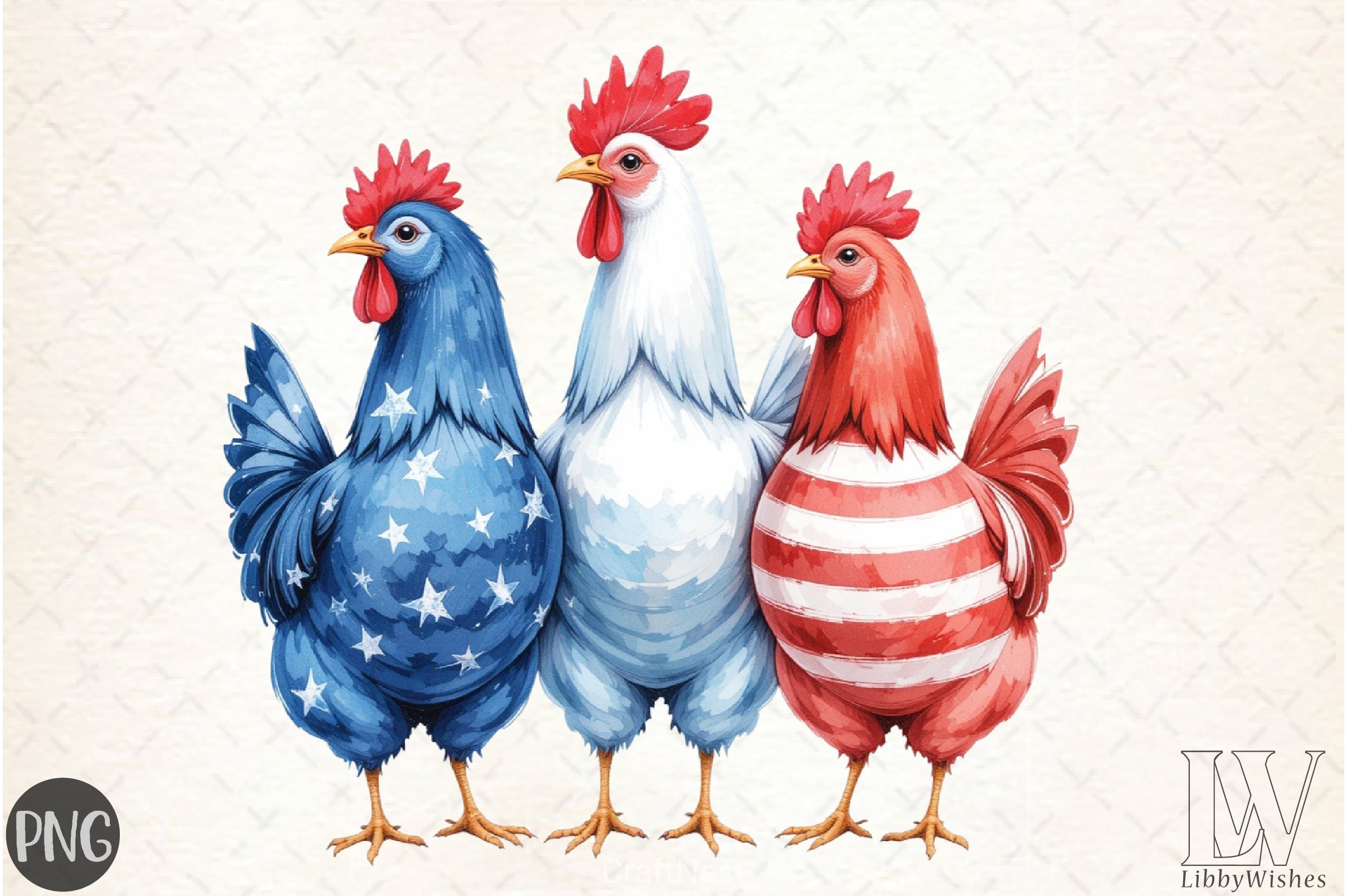 Patriotic USA Chicken Clipart Bundle - CraftNest - Digital Crafting and Art