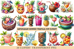 Summer Tropical Cup Clipart - CraftNest - Digital Crafting and Art