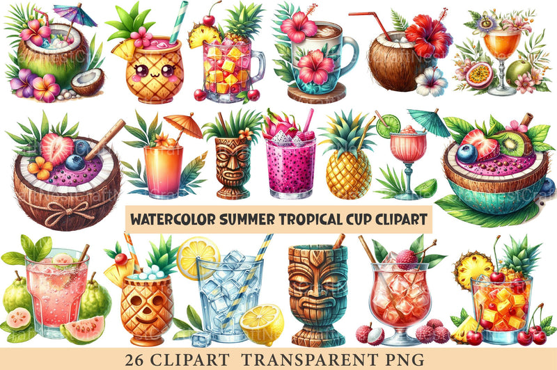 Summer Tropical Cup Clipart - CraftNest - Digital Crafting and Art