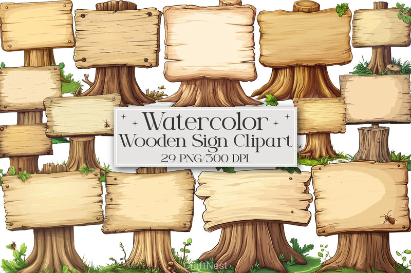 Wooden Sign Clipart Bundle 2 - CraftNest - Digital Crafting and Art