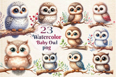 Baby Owl Clip Art Clipart Bundle - CraftNest - Digital Crafting and Art
