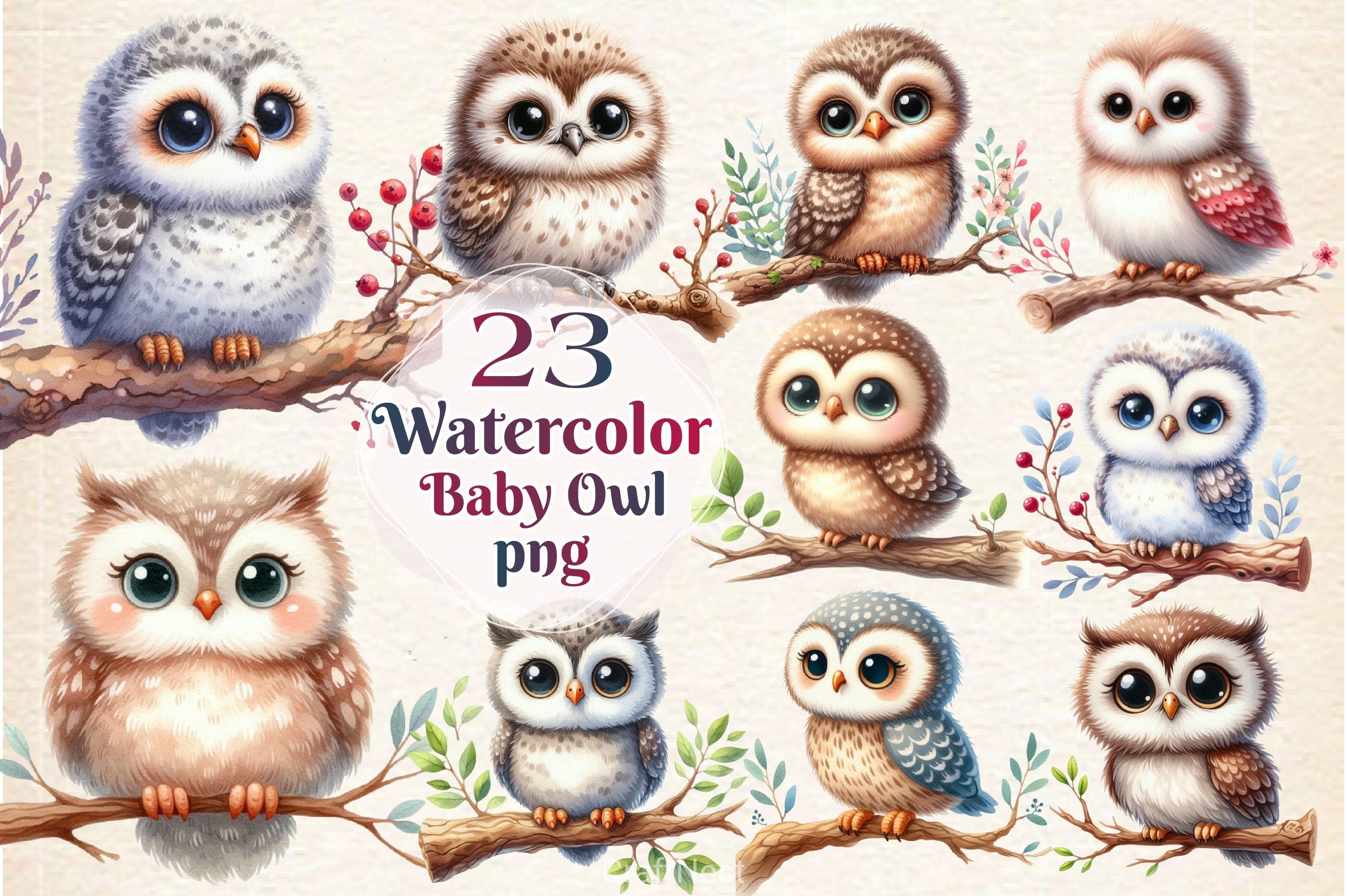 Baby Owl Clip Art Clipart Bundle - CraftNest - Digital Crafting and Art