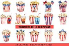 4th of July Popcorn Clipart - CraftNest - Digital Crafting and Art