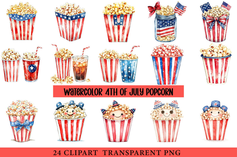 4th of July Popcorn Clipart - CraftNest - Digital Crafting and Art