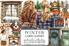 Winter Cabin Clipart Bundle